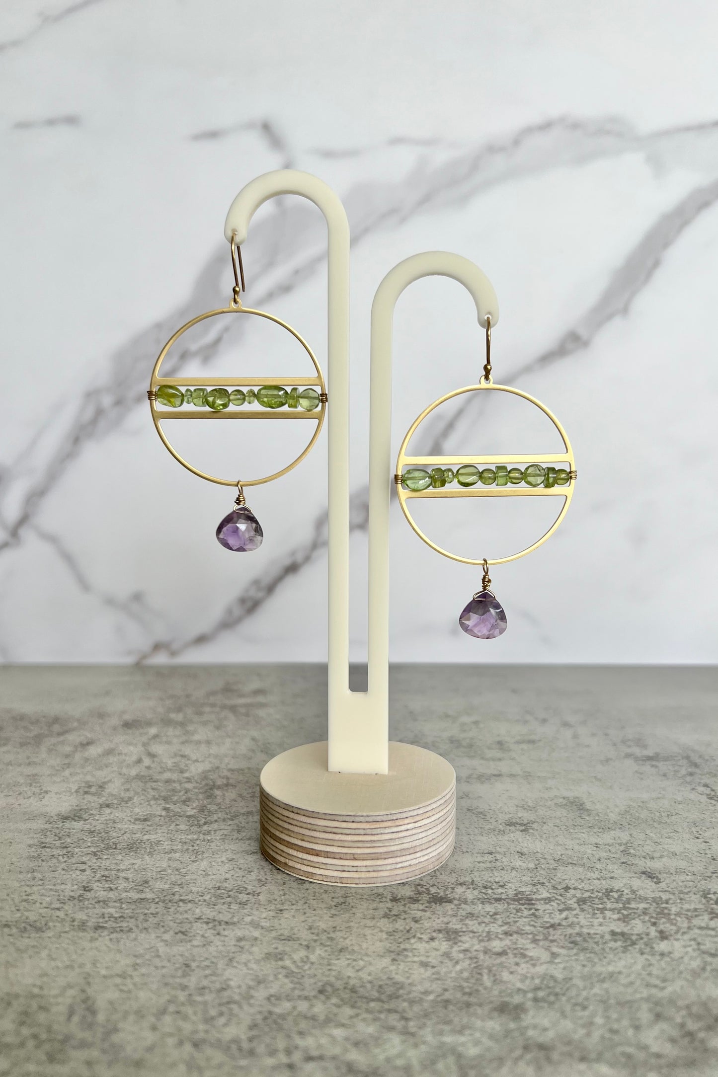 Brass Hoop Mardis Gras Earrings