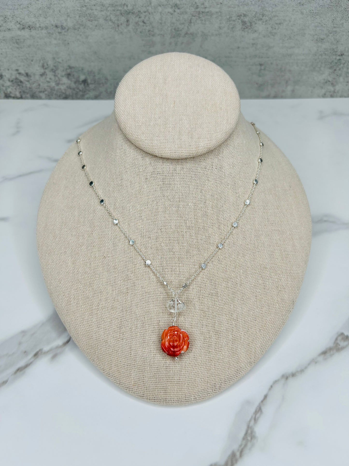 Spiny Oyster Flower Pendant Necklace