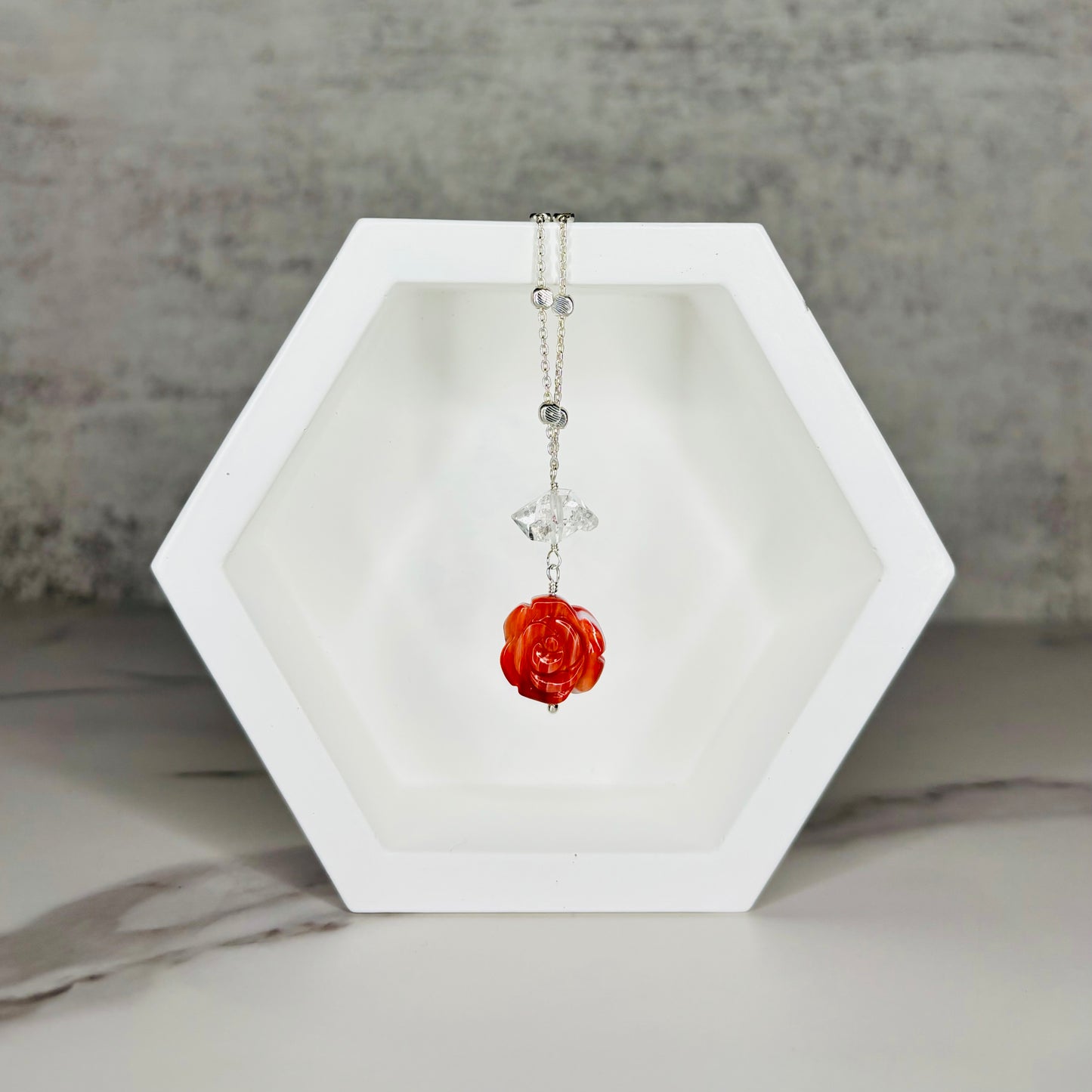 Spiny Oyster Flower Pendant Necklace
