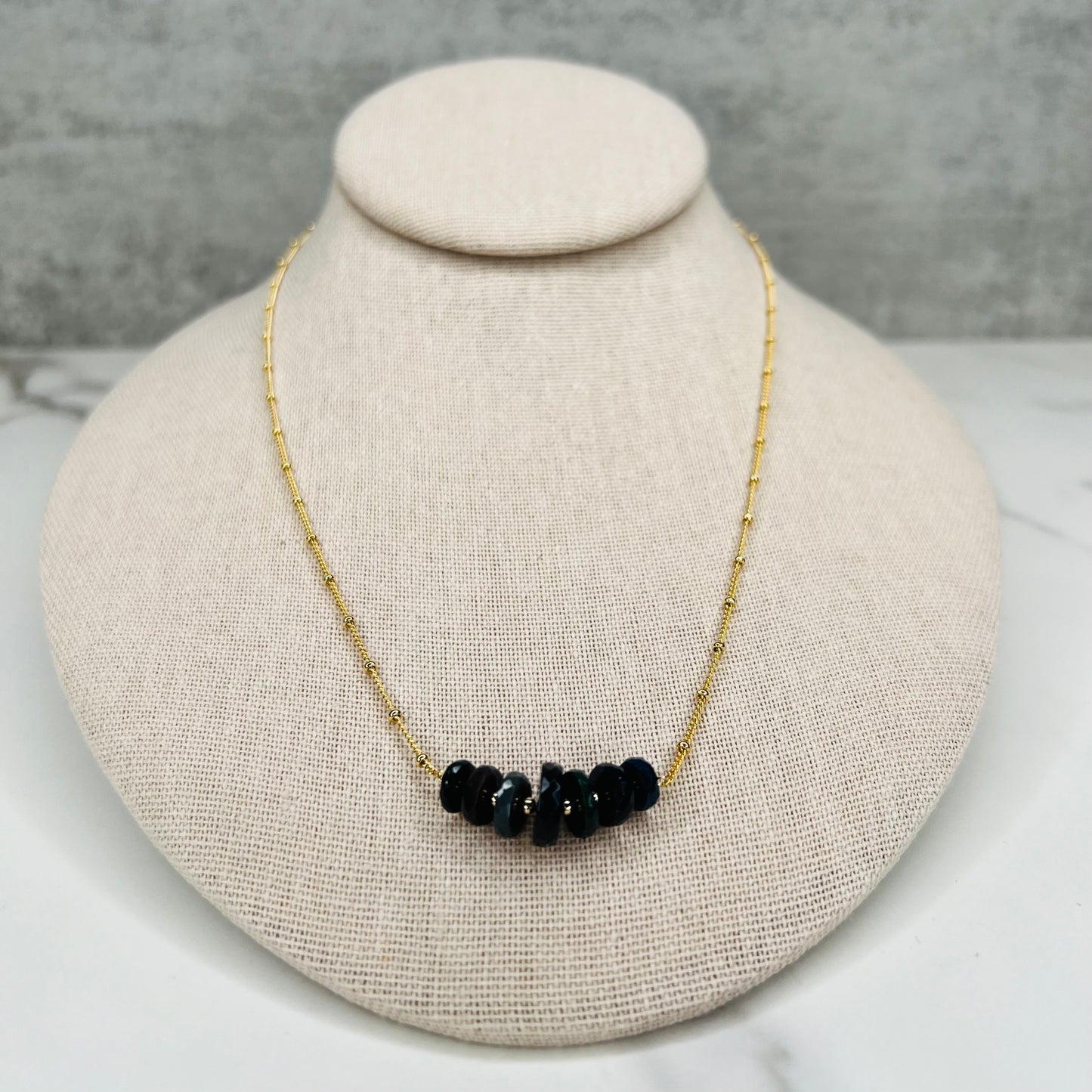 Dainty Black Opal Necklace