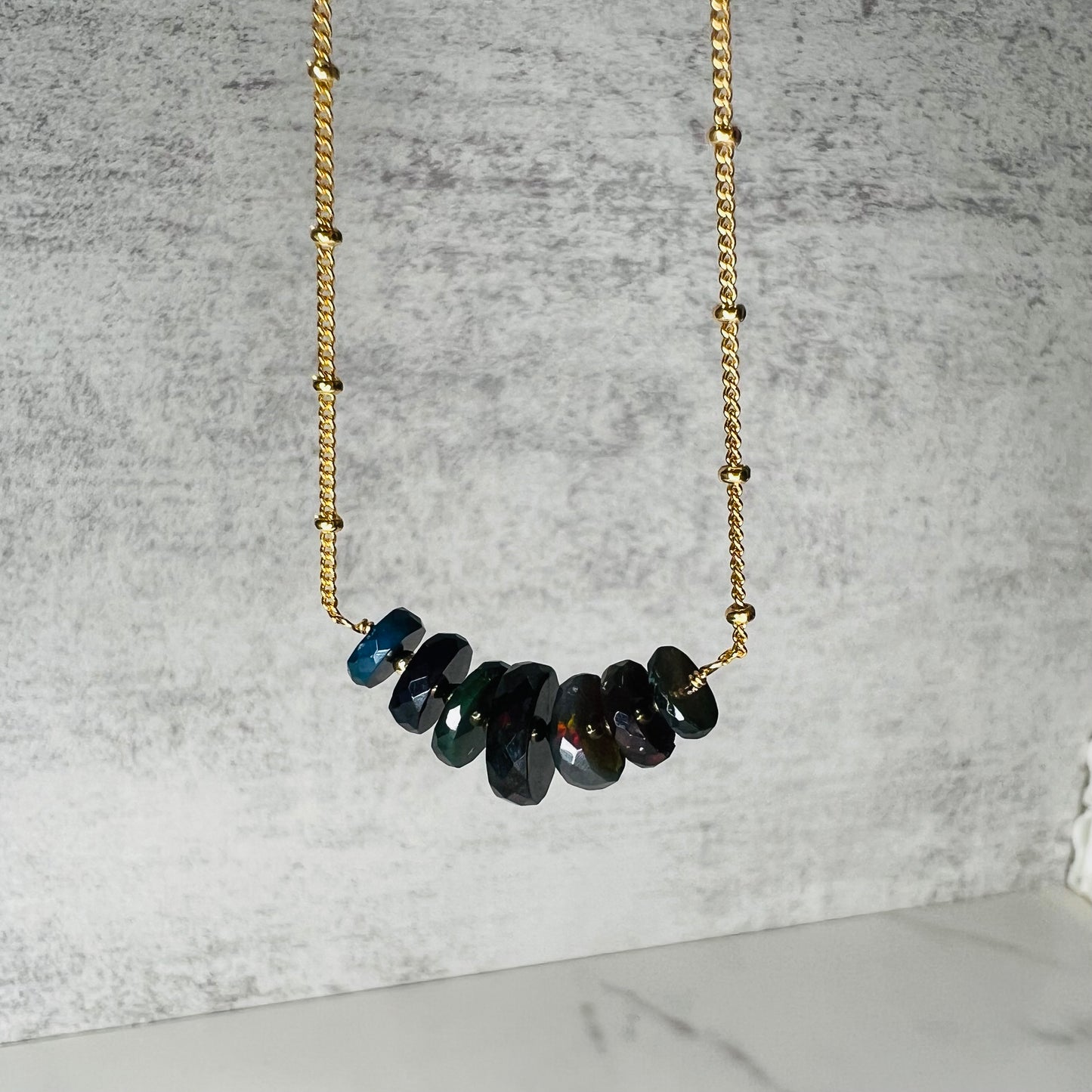 Dainty Black Opal Necklace